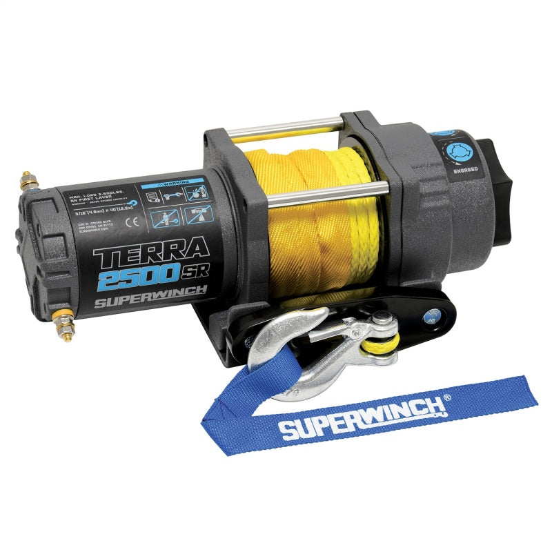 Superwinch 2500 LBS 12V DC 3/16in x 40ft Synthetic Rope Terra 2500SR Winch - Gray Wrinkle 1125270