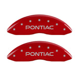 MGP 4 Caliper Covers Engraved Front Pontiac Engraved Rear G8 Red finish silver ch 18011SPG8RD