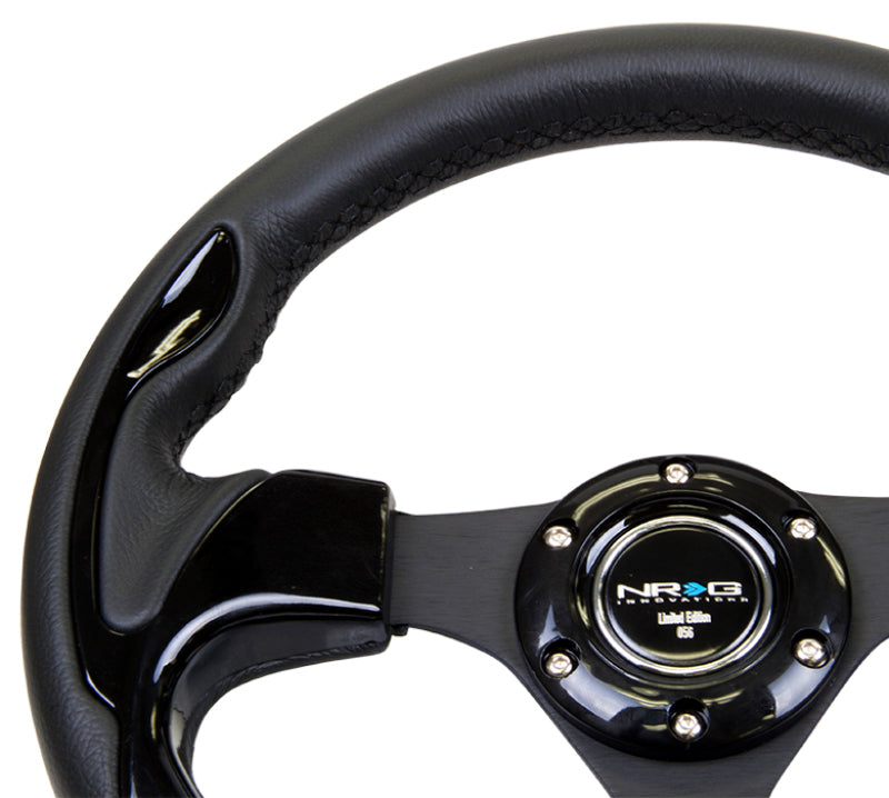 NRG Reinforced Steering Wheel (320mm) Blk w/Gloss Black Trim RST-001BK