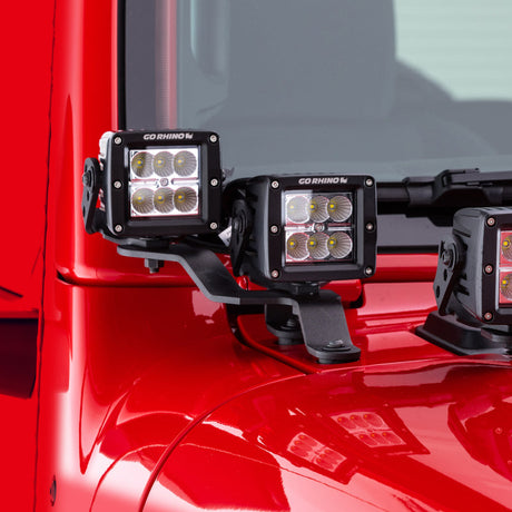 Go Rhino 18-20 Jeep Wrangler JL/JLU/Gladiator JT Light Mount - Two 3in Cubes Offset 730231T