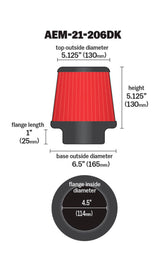 AEM 4.50 inch Short Neck 5 inch Element Filter Replacement 21-206DK
