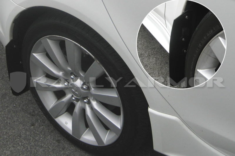 Rally Armor 2007+ Mitsubishi Lancer (doesn't fit Sportback) Basic Black Mud Flap w/ Black Logo MF8-BAS-BLK