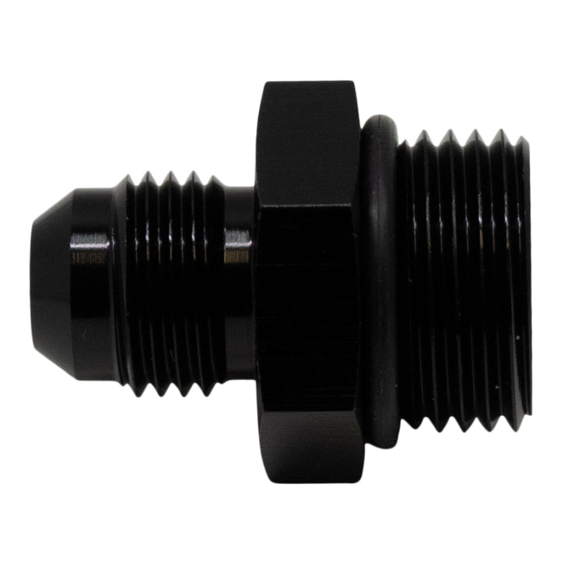 DeatschWerks 8AN ORB Male to 6AN Male Flare Adapter (Incl O-Ring) - Anodized Matte Black 6-02-0401-B