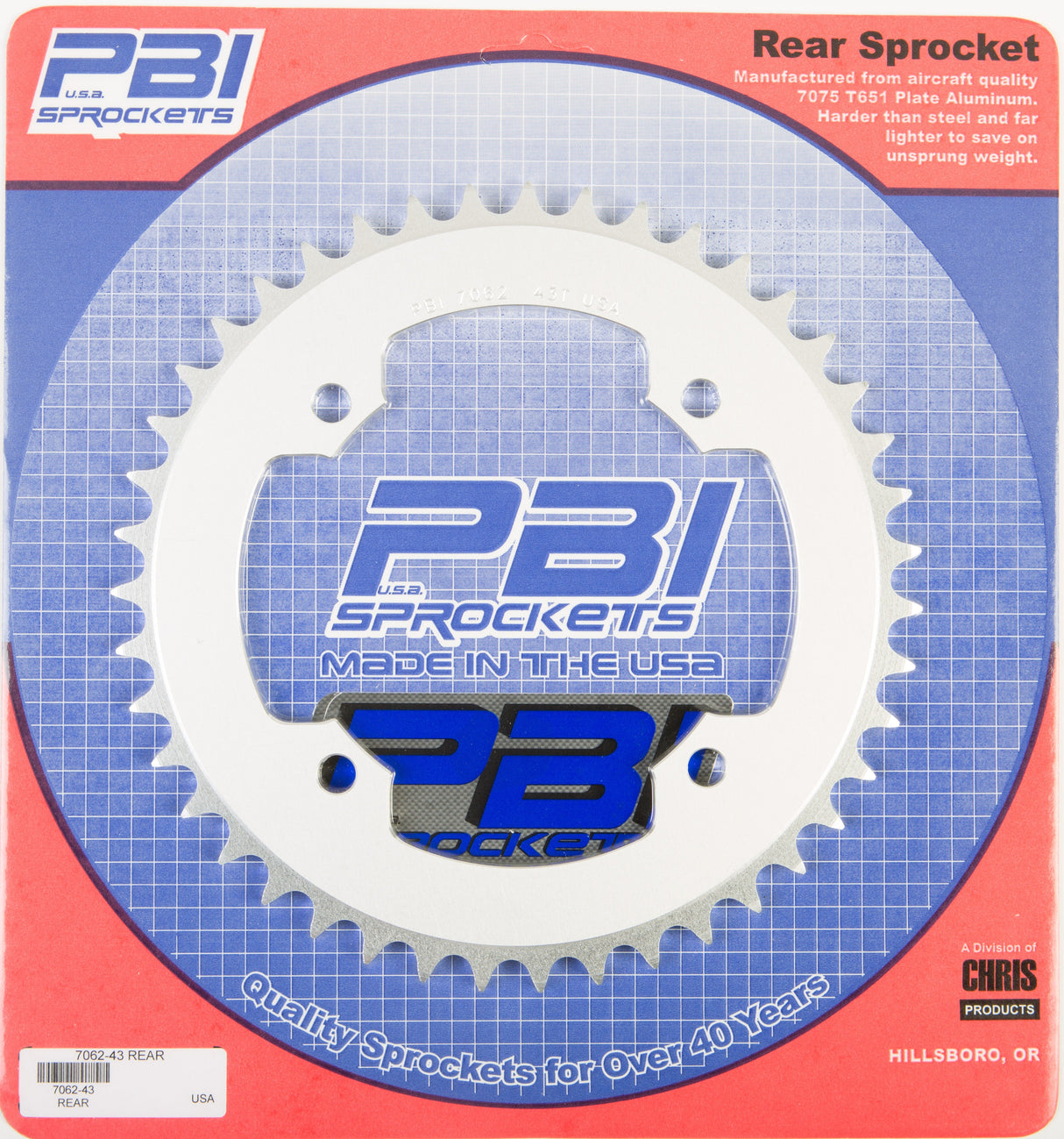 PBIRear Sprocket Aluminum 43t-520 Yam7062-43-3