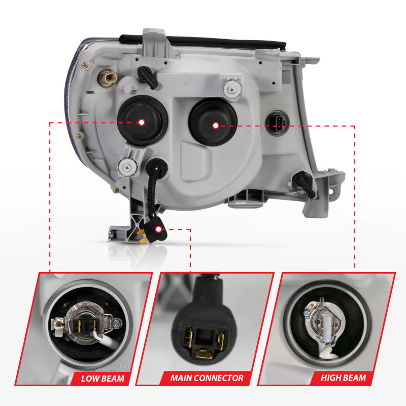 ANZO 2005-2011 Toyota Tacoma Projector Headlights w/ Halo Black 121282