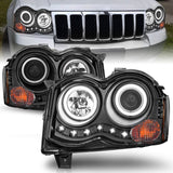ANZO 2008-2010 Jeep Grand Cherokee Projector Headlights w/ Halo Black (CCFL) 111213