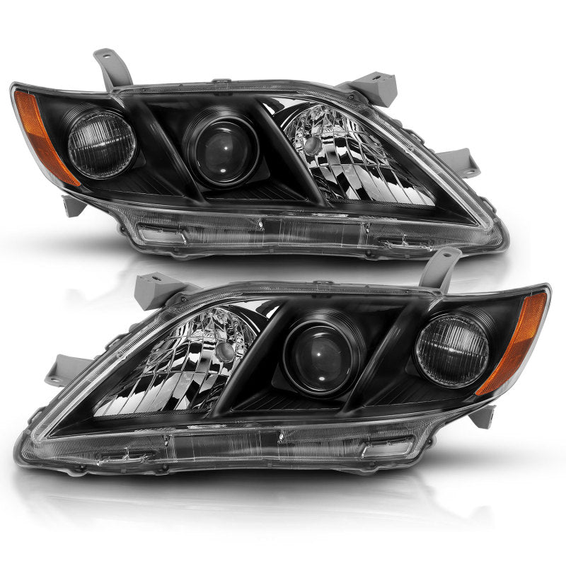 ANZO 2007-2009 Toyota Camry Projector Headlight Black Amber 121539
