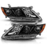 ANZO 2007-2009 Toyota Camry Projector Headlight Black Amber 121539