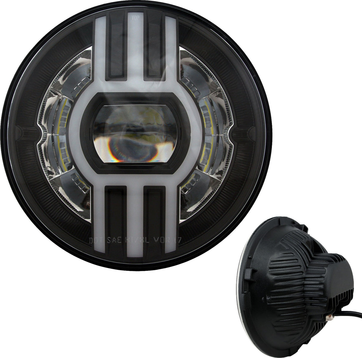 CYRON Headlight 7" Beast 2 Black W/Driving Light ABIG7B2-B