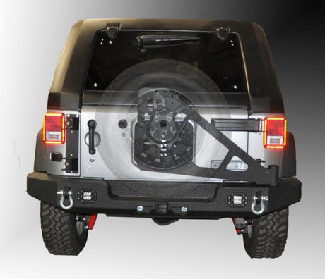 DV8 Offroad 07-18 Jeep Wrangler JK Full Length Rear Bumper w/ Light Holes RBSTTB-11