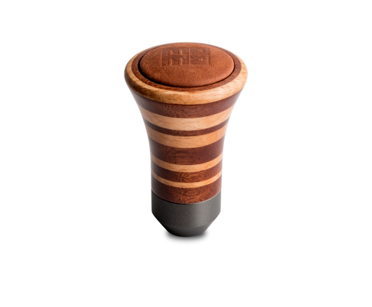 Momo Trofeo Heritage Shift Knob - Tall Wood, Layered Mahogany and Beechwood, Leather Insert Top TROMAG