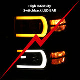 ANZO 14-15 Chevrolet Silverado 1500 Projector Headlights w/ Plank Style Switchback Black w/ Amber 111412