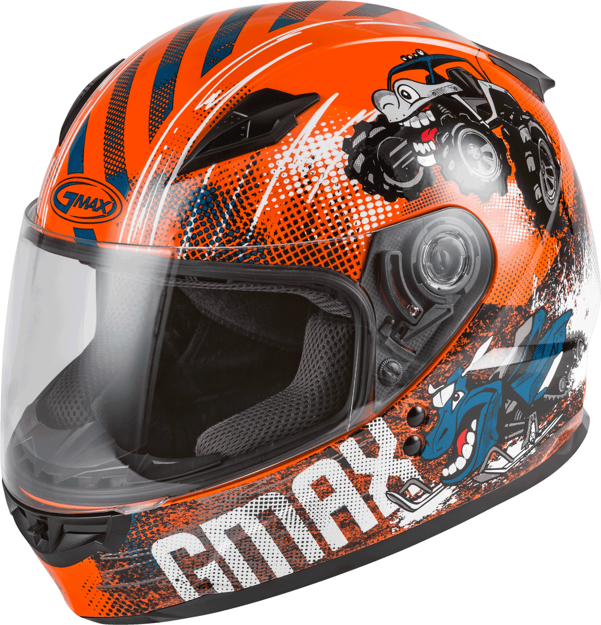 GMAX Youth Gm-49y Beasts Full-Face Helmet Orange/Blue/Grey Yl G1498272