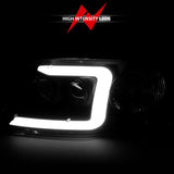ANZO 1997-2003 Ford F-150 Projector Headlights w/ Light Bar Black Housing 111503