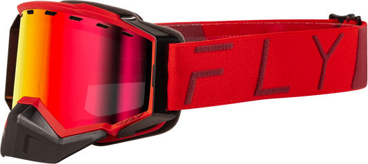 FLY RACING Zone Pro Snow Goggle Red W/ Red Mirror/Plrzd Smoke Lens FLB-24ZP6