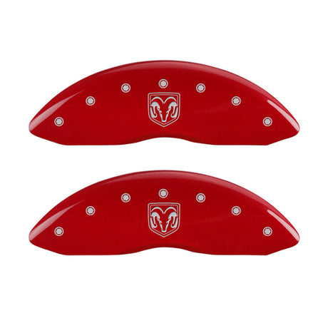 MGP 4 Caliper Covers Engraved Front RAM Engraved Rear RAMHEAD Red finish silver ch 55001SRMHRD