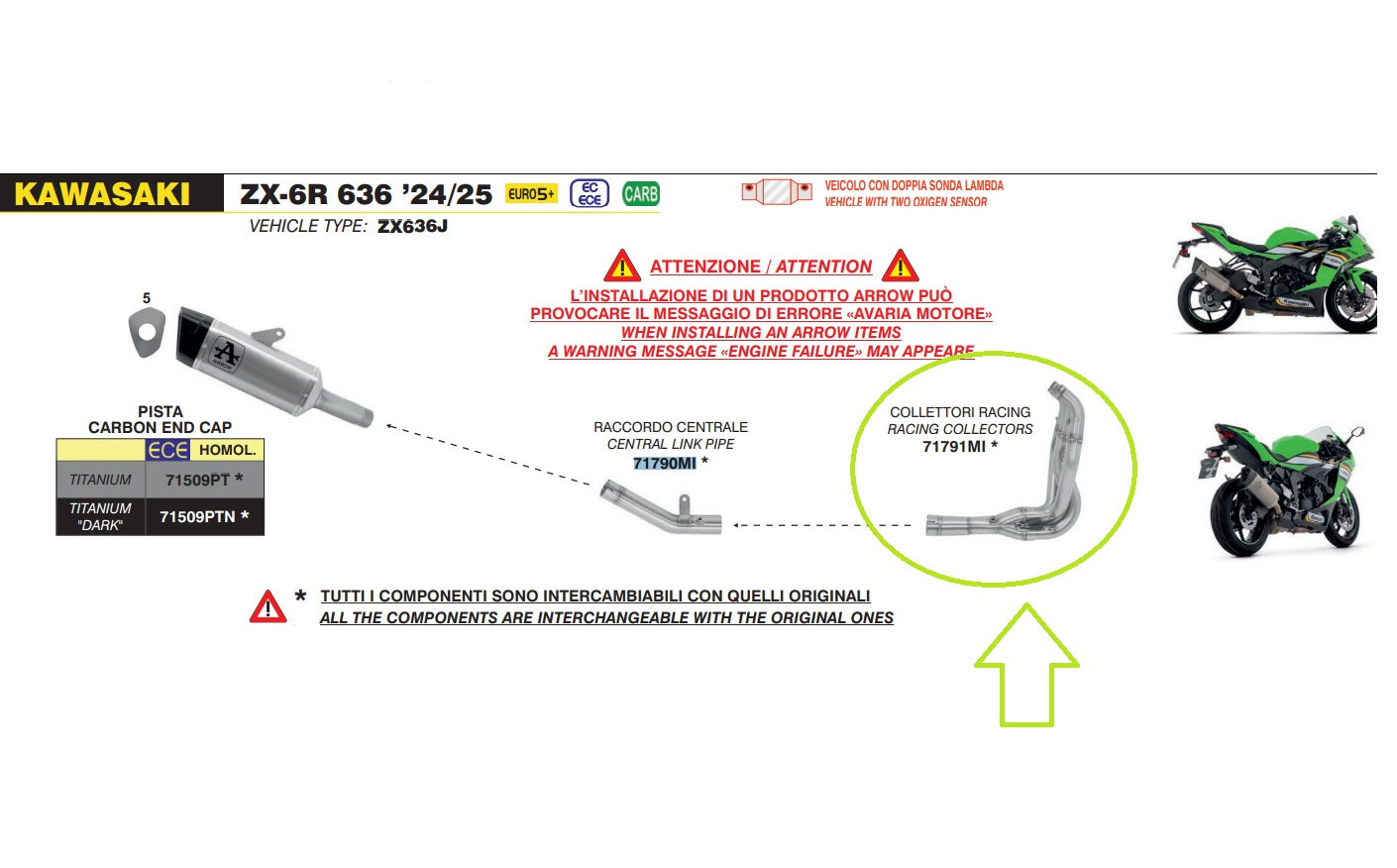 IN STOCK 71791MI Arrow header ZX-6R 636 2024- 2025 2026 Racing