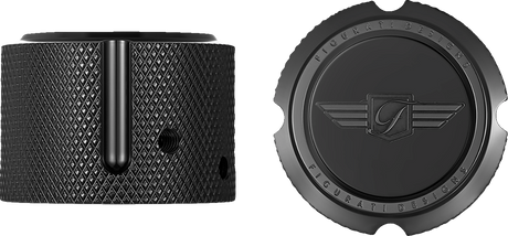 FIGURATI DESIGNS Front Axle Nut Cover - Stainless Steel - Black w/Figurati Designs Logo FD01-FAC-BLK