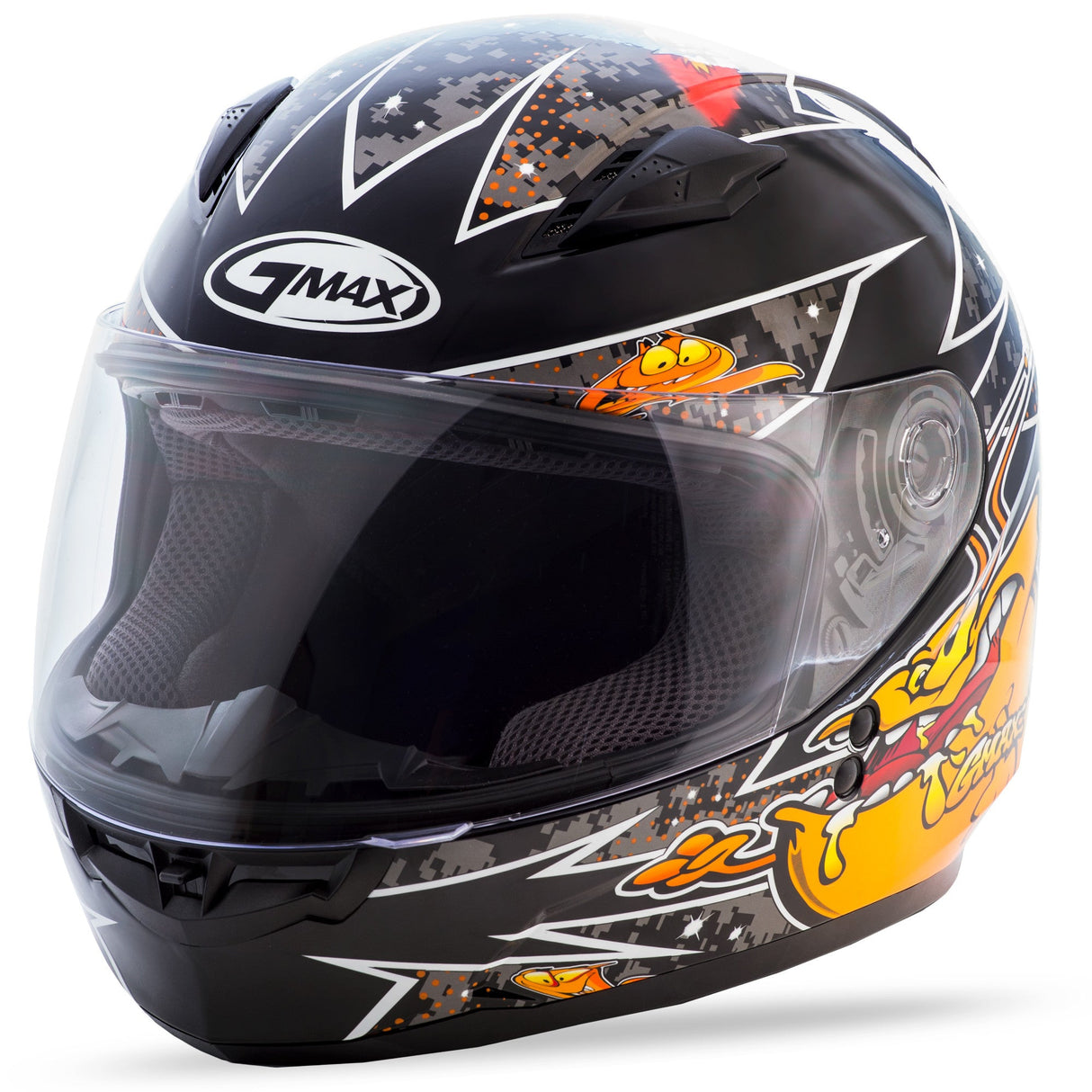 GMAX Youth Gm-49y Full-Face Alien Helmet Black/Orange Yl G7496252 TC-6