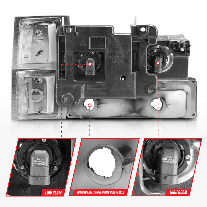 ANZO 88-98 Chevrolet C1500 Crystal Headlights Chrome w/ Signal and Side Marker Lights 111506