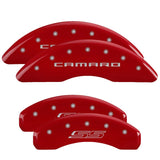 MGP 4 Caliper Covers Engraved Front Gen 5/Camaro Engraved Rear Gen 5/SS Red finish silver ch 14241SCS5RD