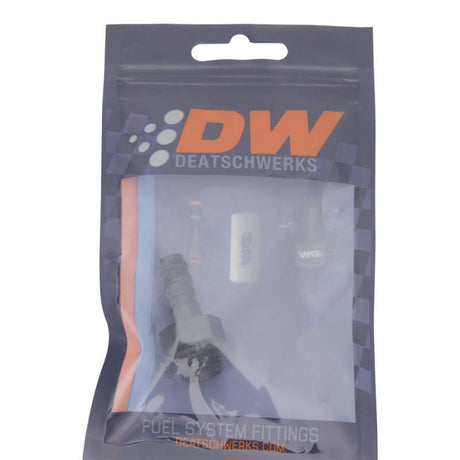 DeatschWerks 6AN ORB Male to 5/16in Male Triple Barb Fitting (Incl O-Ring) - Anodized Matte Black 6-02-0502-B