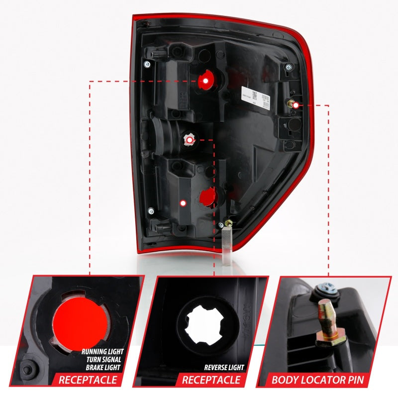 ANZO 2009-2014 Ford F-150 Euro Taillight Red/Clear (W/O Bulb) 311299