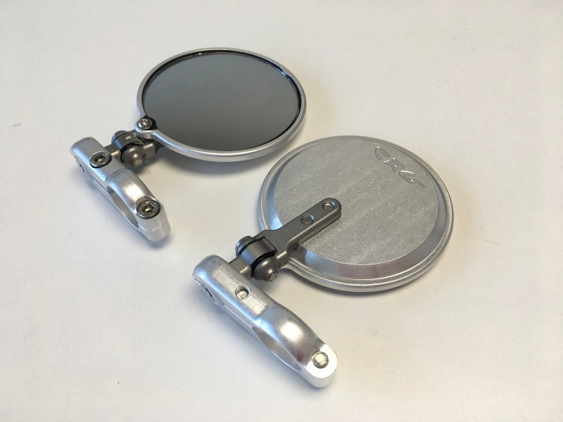CRG Hindsight Folding 3 in. Round Bar-End Mirror Left - Silver HSLS-201-L