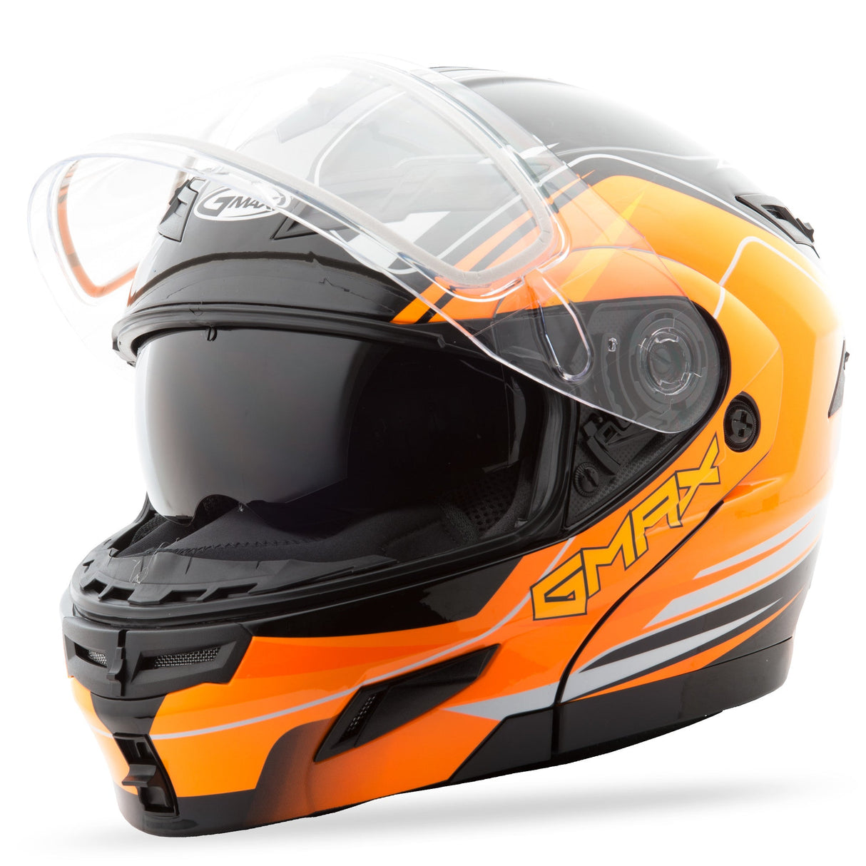 GMAX Gm-54s Modular Terrain Snow Helmet Black/Hi-Vis Orange Md G2546695 TC-26
