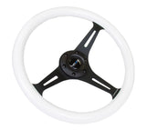 NRG Classic Wood Grain Steering Wheel (350mm) Glow-N-The-Dark Green Grip w/Black 3-Spoke Center ST-015BK-GL