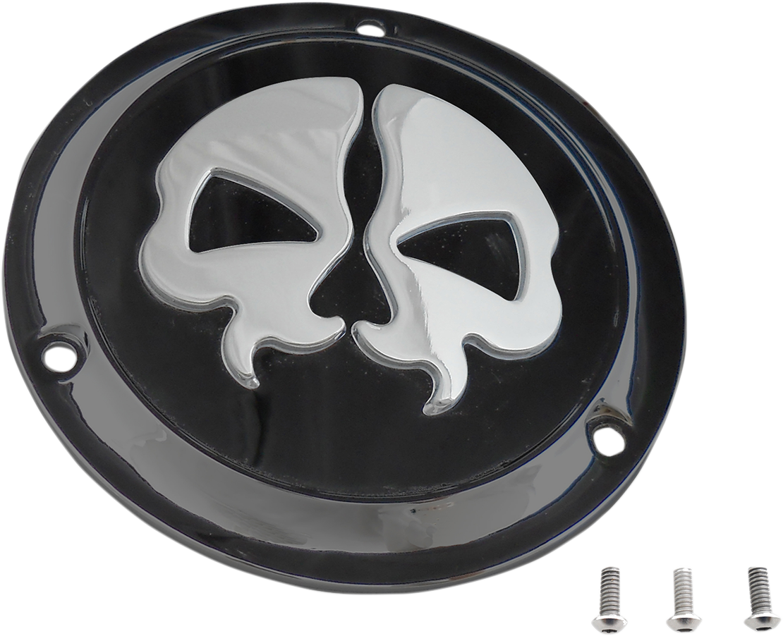 DRAG SPECIALTIES Split Skull Derby Cover - Black - 3-Hole N/F 86-03XL;70-98 BT ONLY 78045B