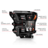 ANZO 15-17 Ford F-150 Project Headlights w/ Plank Style Design Black w/ Amber Sequential Turn Signal 111408