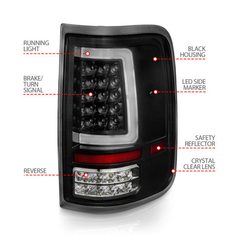 ANZO 2004-2006 Ford F-150 LED Tail Lights w/ Light Bar Black Housing Clear Lens 311342