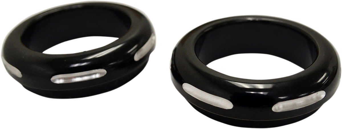 LA CHOPPERS Fork Dust Covers - 39 mm - Machined - Black/Silver LA-7503-39B2