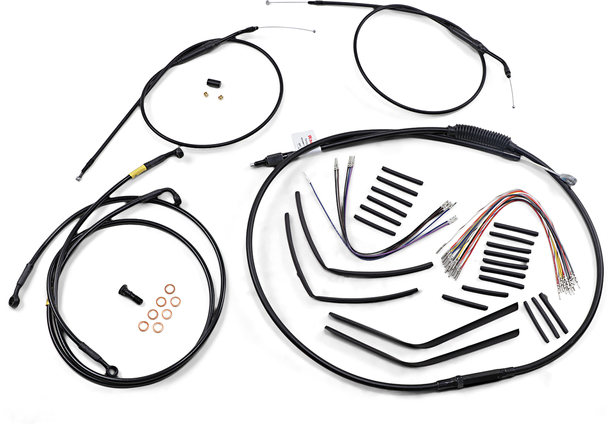 BURLY BRAND Cable Kit - Jail Bar - 12" Handlebars - Black Vinyl B30-1190