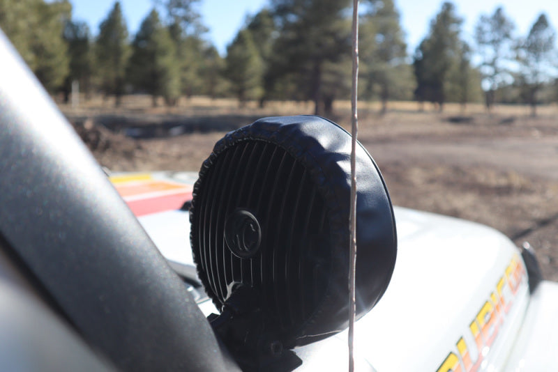 KC HiLiTES 6in. Round Soft Cover (Pair) - Black w/Yellow KC Logo 5102