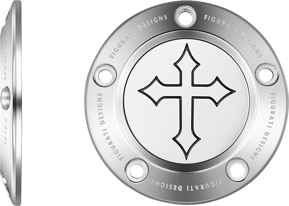 FIGURATI DESIGNS Timing Cover - 5 Hole - Cross - Stainless Steel FD41-TC-5H-SS