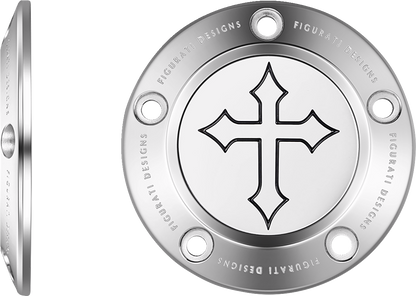 FIGURATI DESIGNS Timing Cover - 5 Hole - Cross - Stainless Steel FD41-TC-5H-SS