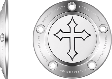 FIGURATI DESIGNS Timing Cover - 5 Hole - Cross - Stainless Steel FD41-TC-5H-SS