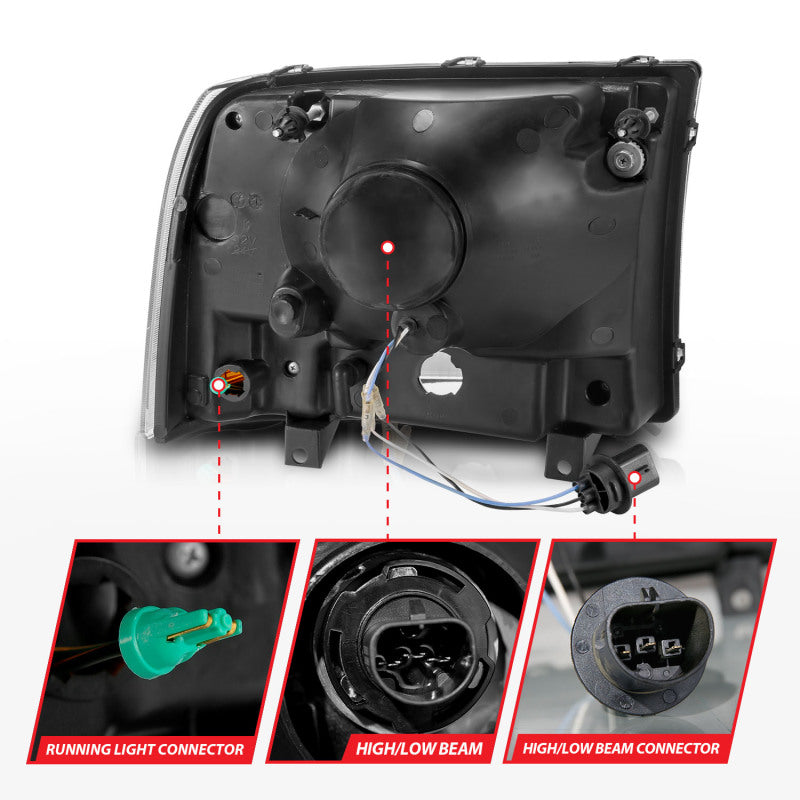 ANZO 99-04 Ford F250/F350/F450/Excursion (excl. 99) Crystal Headlights - w/ Light Bar Chrome Housing 111550