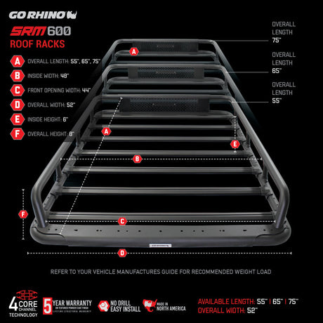 Go Rhino Universal 65in SRM 600 Basket Style Rack - Textured black 5936065T