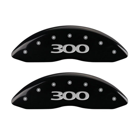 MGP 4 Caliper Covers Engraved Front & Rear 300 Black finish silver ch 32020S300BK