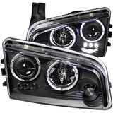 ANZO 2006-2010 Dodge Charger Projector Headlights w/ Halo Black 121381