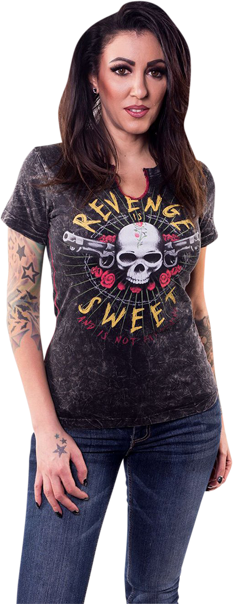 LETHAL THREAT Women's Revenge is Sweet T-Shirt - Black - Small LA20704S