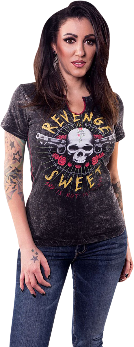 LETHAL THREAT Women's Revenge is Sweet T-Shirt - Black - Medium LA20704M