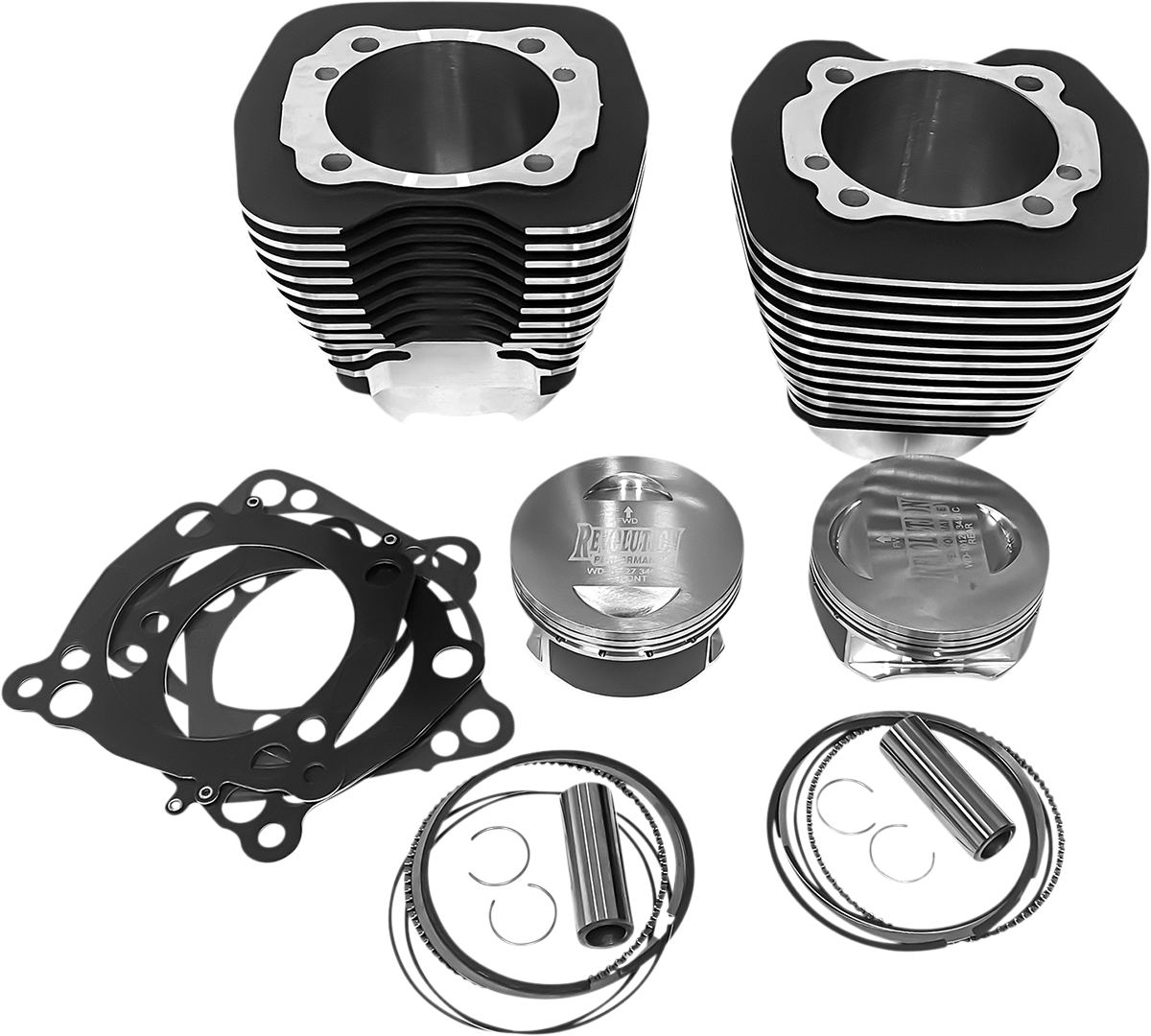REVOLUTION PERFORMANCE, LLC Cylinder Kit - 124" - Black with Highlighted Fins - Twin Cam RP201-126W