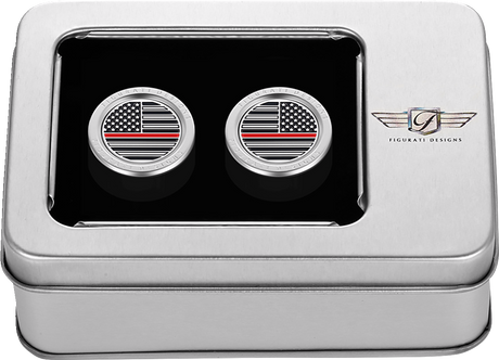 FIGURATI DESIGNS Docking Hardware Covers - American Flag - Red Line - Short - Stainless Steel FD73-DC-2530-SS