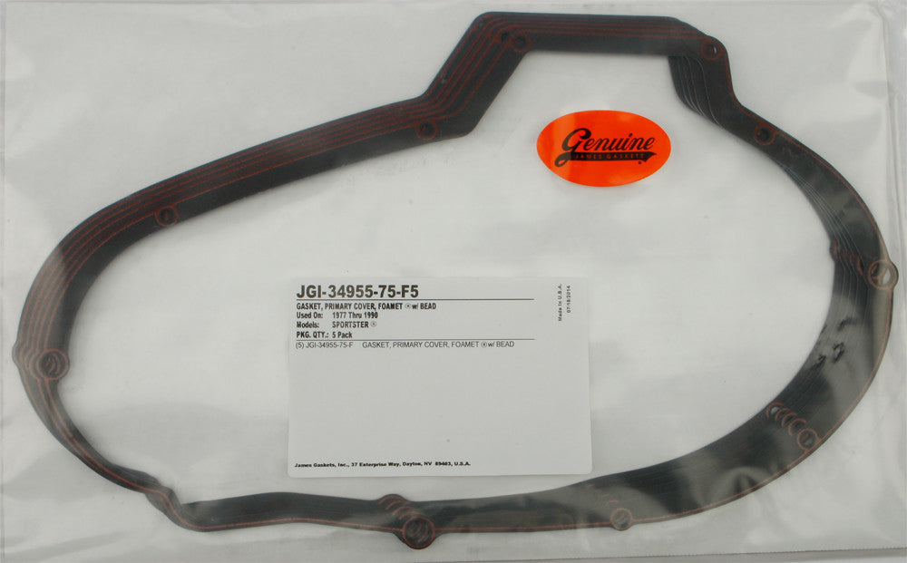 JAMES GASKETSGasket Primary Cover Xl Foam W Bead 5/Pk 34955-75-F534955-75-F5