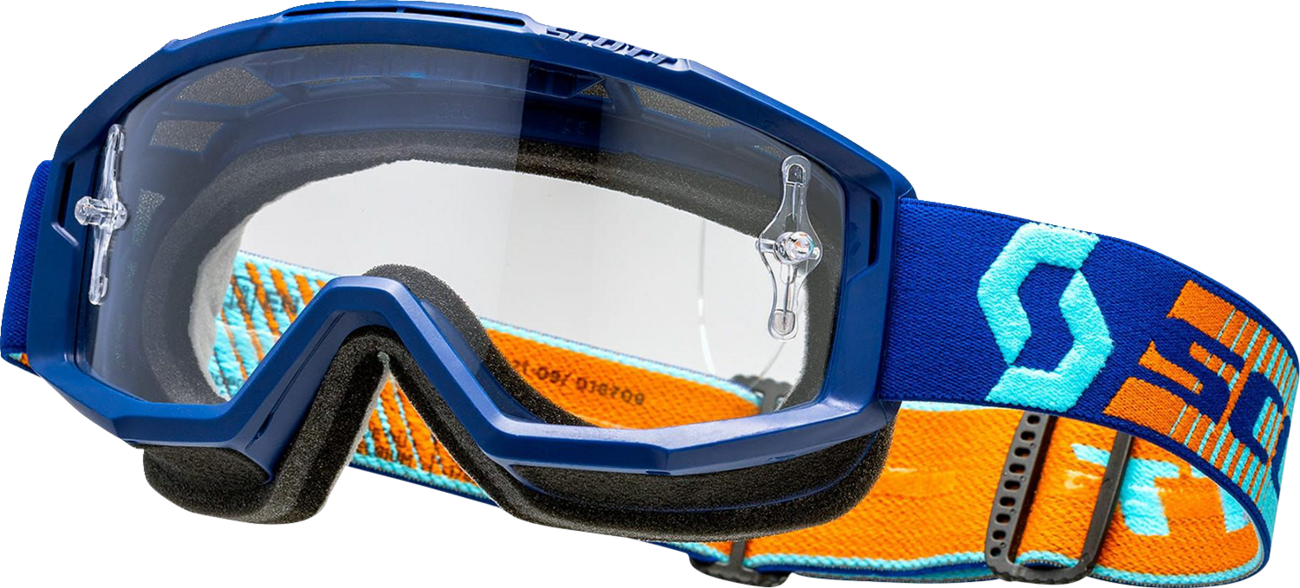 SCOTT Split OTG Goggles - Royal Blue/Orange - Clear Works 2855377436113