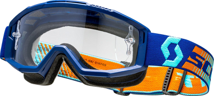 SCOTT Split OTG Goggles - Royal Blue/Orange - Clear Works 2855377436113